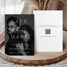Modern Minimalist Photo Overlay QR Code Wedding セーブザデート