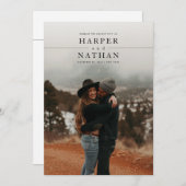 Modern Minimalist Photo QR Code Wedding 招待状 (正面/裏面)