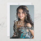 Modern & Minimalist Photo Quinceanera Gold White  招待状 (正面)