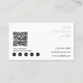 Modern Minimalist Photo Sage Green QR Code 名刺 (裏面)