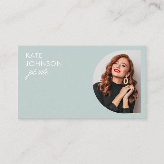 Modern Minimalist Photo Sage Green QR Code 名刺 (正面)