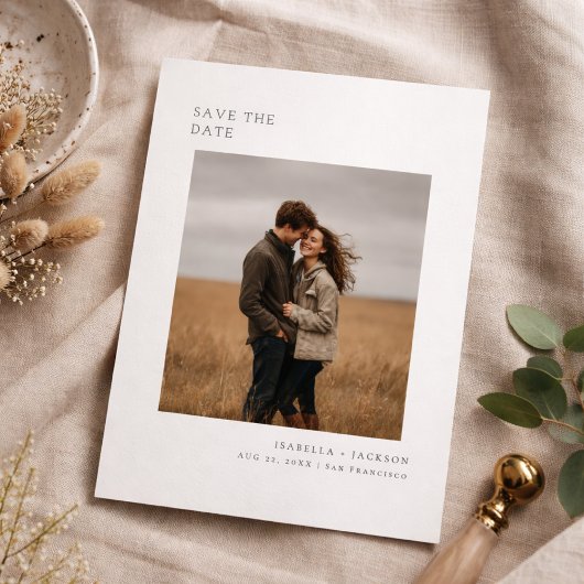 Modern Minimalist Photo Save the Date Card セーブザデート