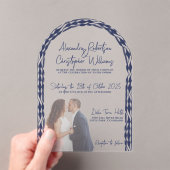 Modern Minimalist Photo & Sleek Script Wedding アクリル招待状 (インサイチュ (ポータブル))