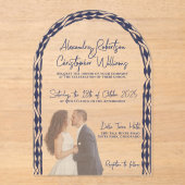 Modern Minimalist Photo & Sleek Script Wedding アクリル招待状 (正面)