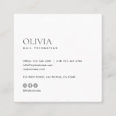 Modern Minimalist Photo & Socials Nail Technician スクエア名刺 (正面)