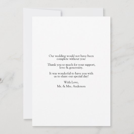 Modern Minimalist Photo Wedding  サンキューカード (裏面)