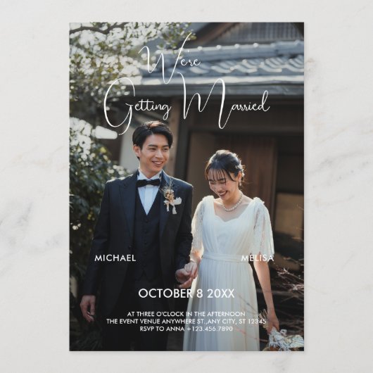 Modern minimalist photo wedding  招待状 (正面)