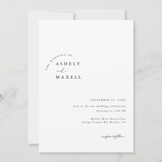 Modern Minimalist Photo Wedding Invitation 招待状 (正面)