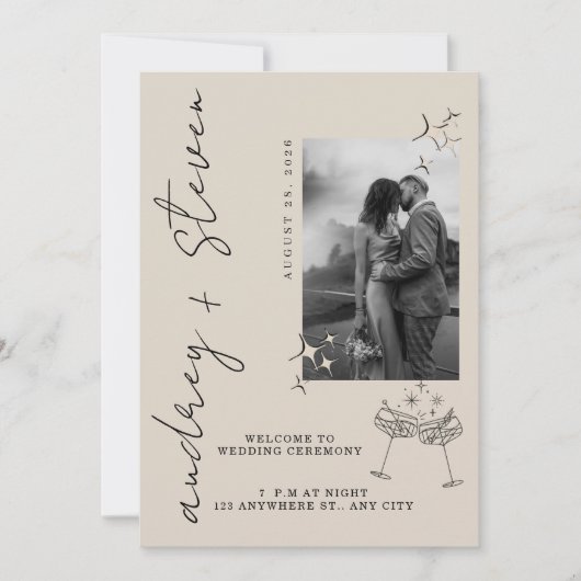 Modern Minimalist Photo Wedding Invitation 招待状 (正面)