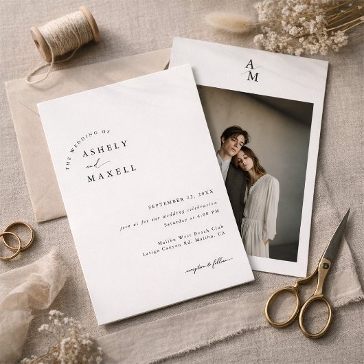 Modern Minimalist Photo Wedding Invitation 招待状