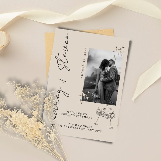 Modern Minimalist Photo Wedding Invitation 招待状