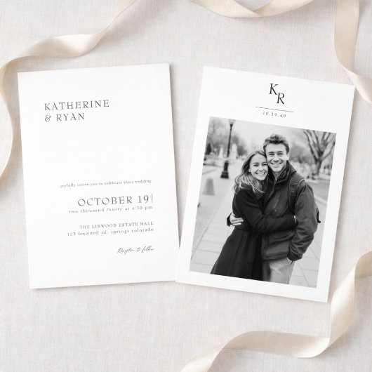 Modern Minimalist Photo Wedding Invitation 招待状