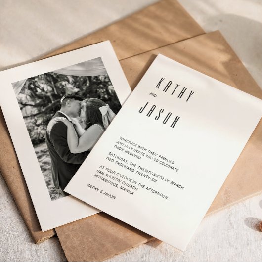 Modern Minimalist Photo Wedding Invitation 招待状