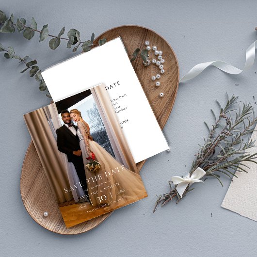 Modern Minimalist Photo Wedding Save the Date セーブザデート
