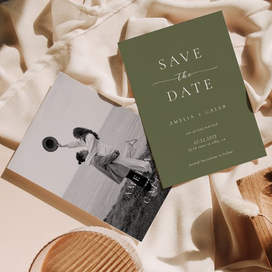 Modern Minimalist Photo Wedding Save the Date セーブザデート