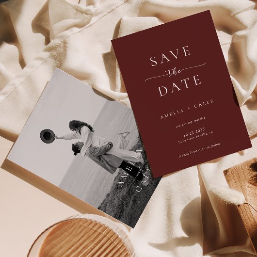 Modern Minimalist Photo Wedding Save the Date セーブザデート