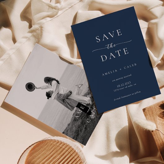 Modern Minimalist Photo Wedding Save the Date セーブザデート