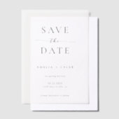 Modern Minimalist Photo Wedding Save the Date ベラム紙招待状 (オフセット)