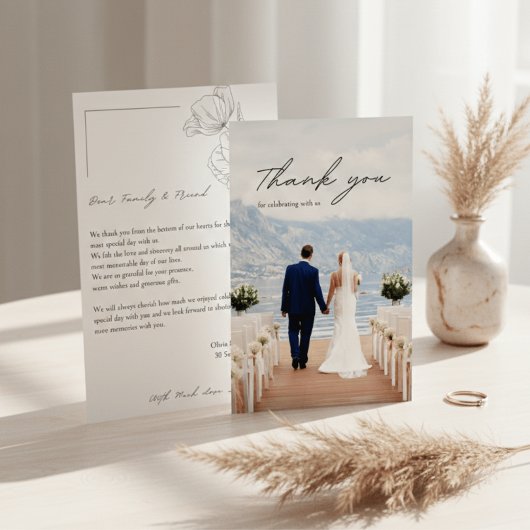 Modern Minimalist Photo Wedding Thank You Card サンキューカード