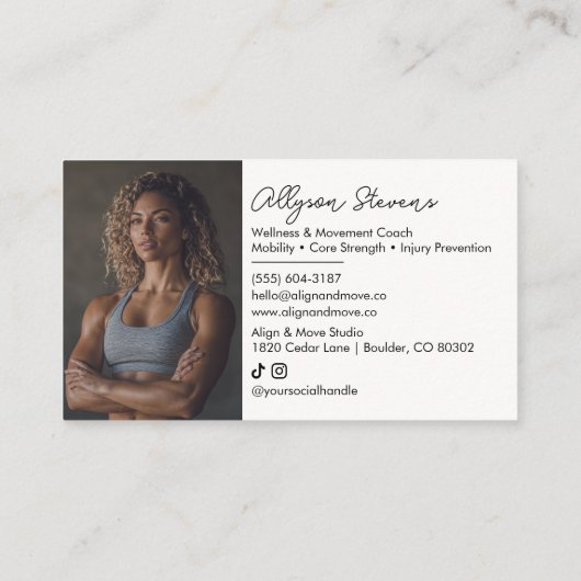 Modern Minimalist Photos Personal Trainer & Coach 名刺 (裏面)