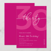 Modern Minimalist Pink 30th Birthday Party 招待状 (正面/裏面)