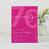 Modern Minimalist Pink 70th Birthday Party 招待状 (スタンド正面)