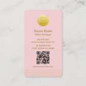 Modern Minimalist Pink and Gold Dots QR Code 名刺 (正面)