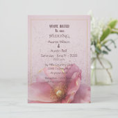 Modern Minimalist Pink and Gold Wedding Invitation 招待状 (スタンド正面)