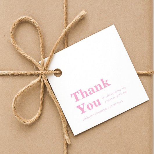 Modern Minimalist Pink Birthday  フェイバータグ