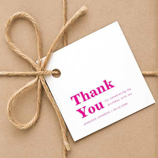 Modern Minimalist Pink Birthday  フェイバータグ