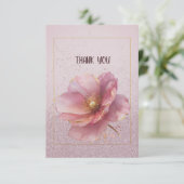 Modern Minimalist Pink Gold Poppy Wedding サンキューカード (スタンド正面)