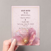 Modern Minimalist Pink Gold Wedding アクリル招待状 (インサイチュ (ポータブル))