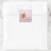 Modern Minimalist Pink Gold Wedding スクエアシール (バッグ)