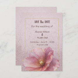 Modern Minimalist Pink Gold Wedding Save the Date セーブザデート