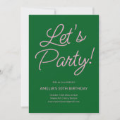 Modern Minimalist Pink Green Birthday Party Chic 招待状 (正面)