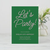 Modern Minimalist Pink Green Birthday Party Chic 招待状 (スタンド正面)