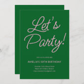 Modern Minimalist Pink Green Birthday Party Chic 招待状 (正面/裏面)