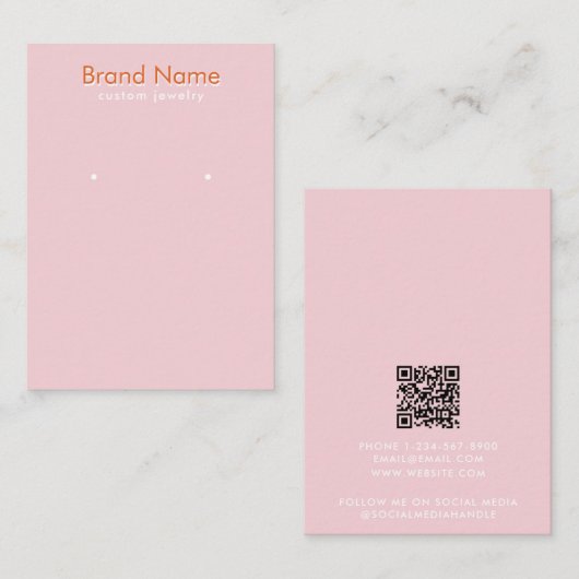 Modern Minimalist Pink Orange Jewelry Display Card 名刺 (正面/裏面)