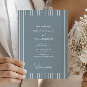 Modern Minimalist Pinstripe Wedding Invitation 招待状