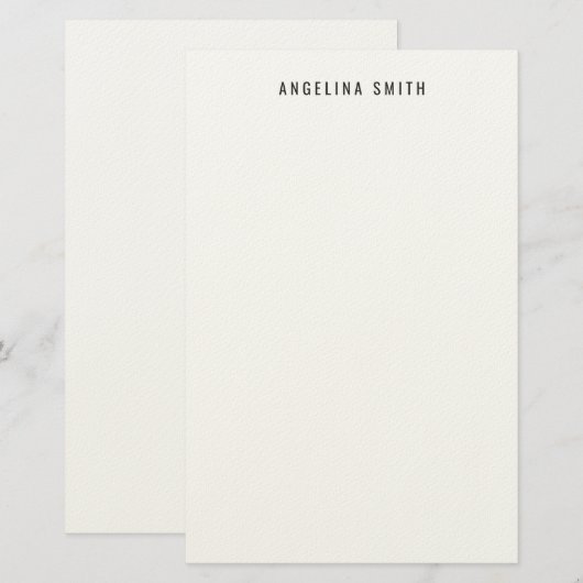 Modern Minimalist Plain Simple Black White 便箋 (正面/裏面)