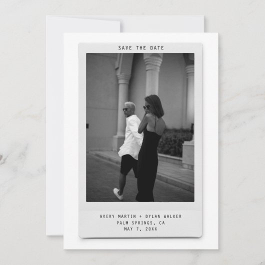 Modern Minimalist Polaroid Photo Save the Date セーブザデート (正面)