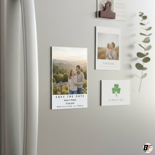 Modern Minimalist Polaroid Wedding Save the Date マグネット招待状