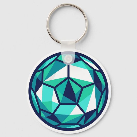 Modern Minimalist Polygon Soccer Ball キーホルダー (正面)