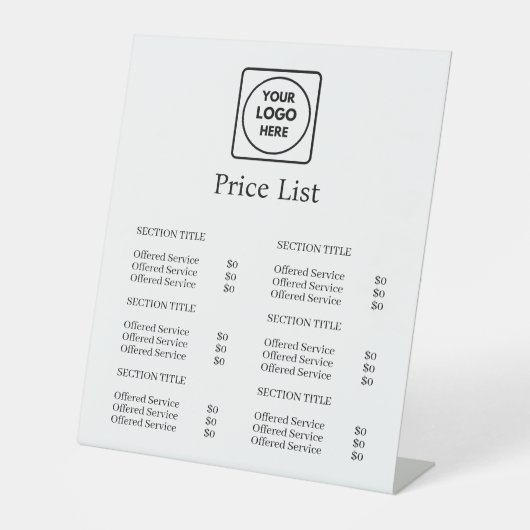 Modern Minimalist Price List | Custom Business  台座サイン (正面)