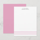 Modern Minimalist Professional Chic Pink & White ノートカード (正面/裏面)