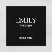 Modern Minimalist Professional Makeup Artist Black スクエア名刺 (正面)