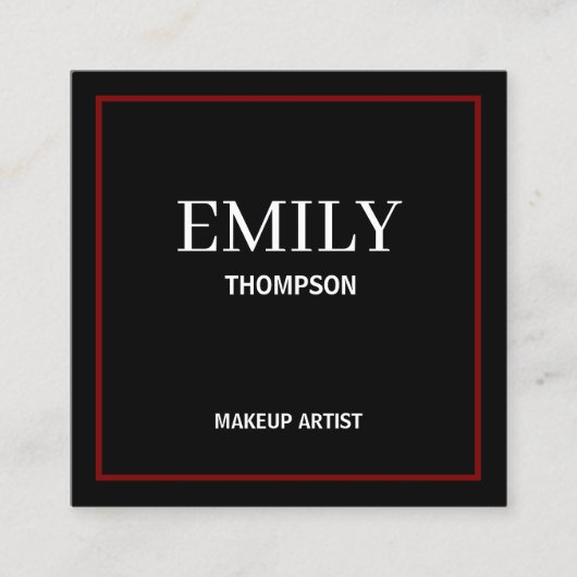 Modern Minimalist Professional Makeup Artist Black スクエア名刺 (正面)