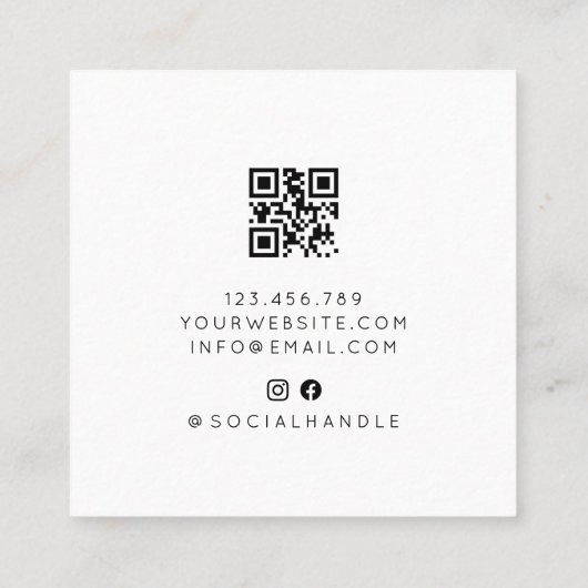 Modern Minimalist Professional Photo QR Code   スクエア名刺 (裏面)