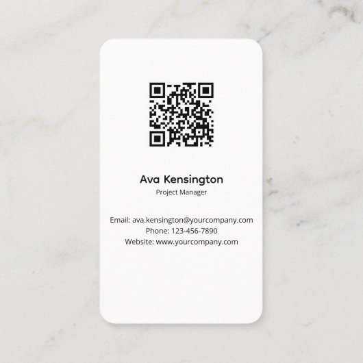Modern Minimalist QR Code Business Card Custom 名刺 (裏面)