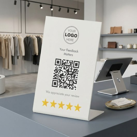 Modern Minimalist QR Code Customer Feedback 台座サイン